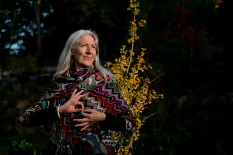 Clare outdoors at dusk