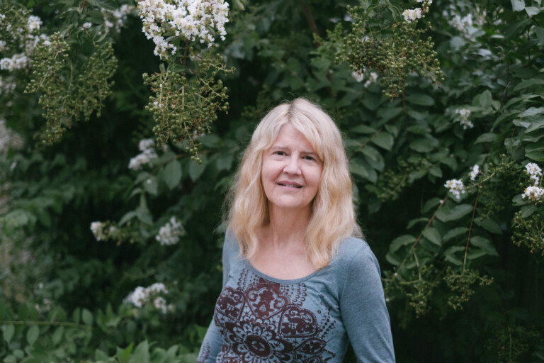 Lisa Ernst in her garden